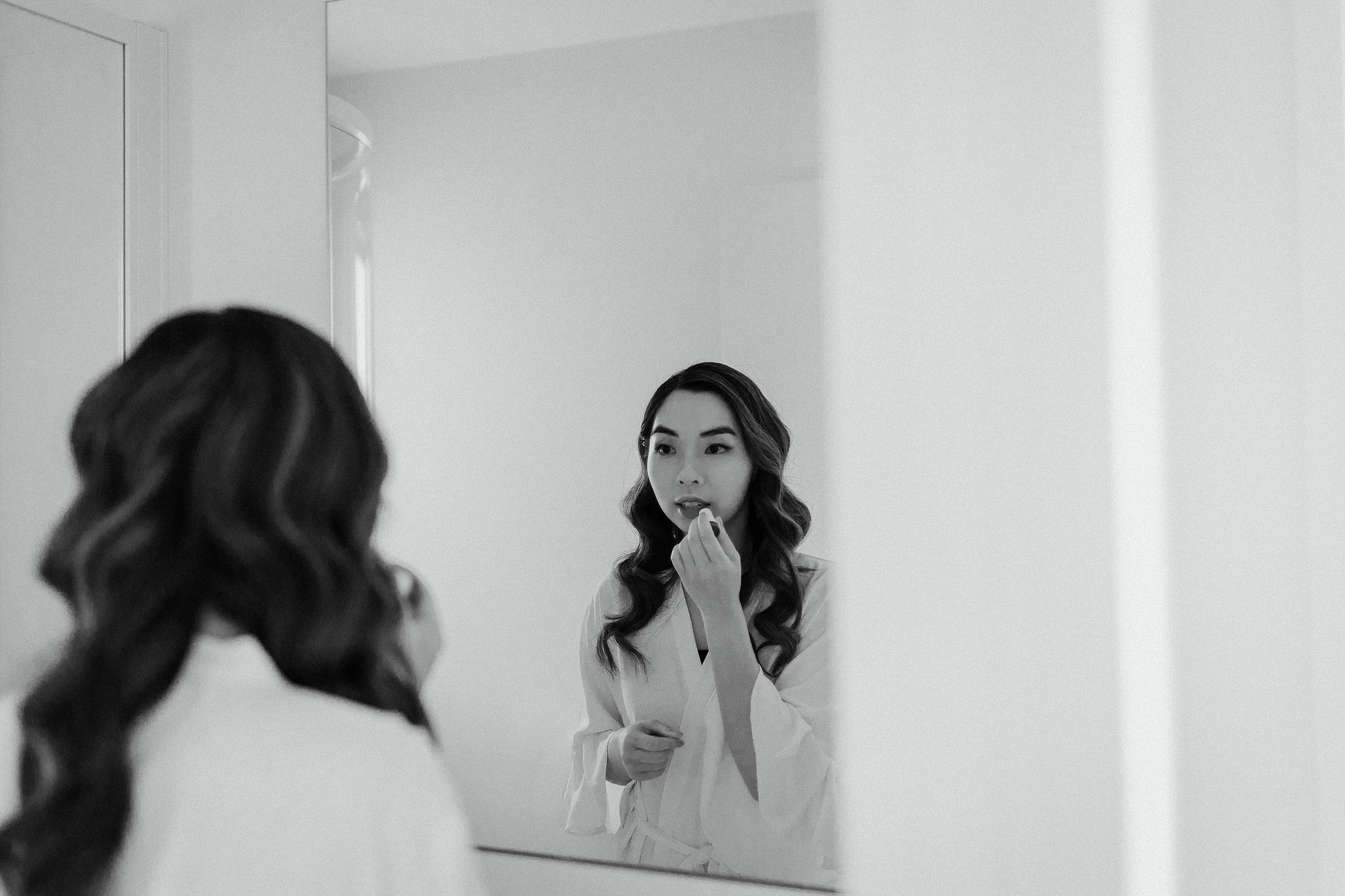 Bride and mirror