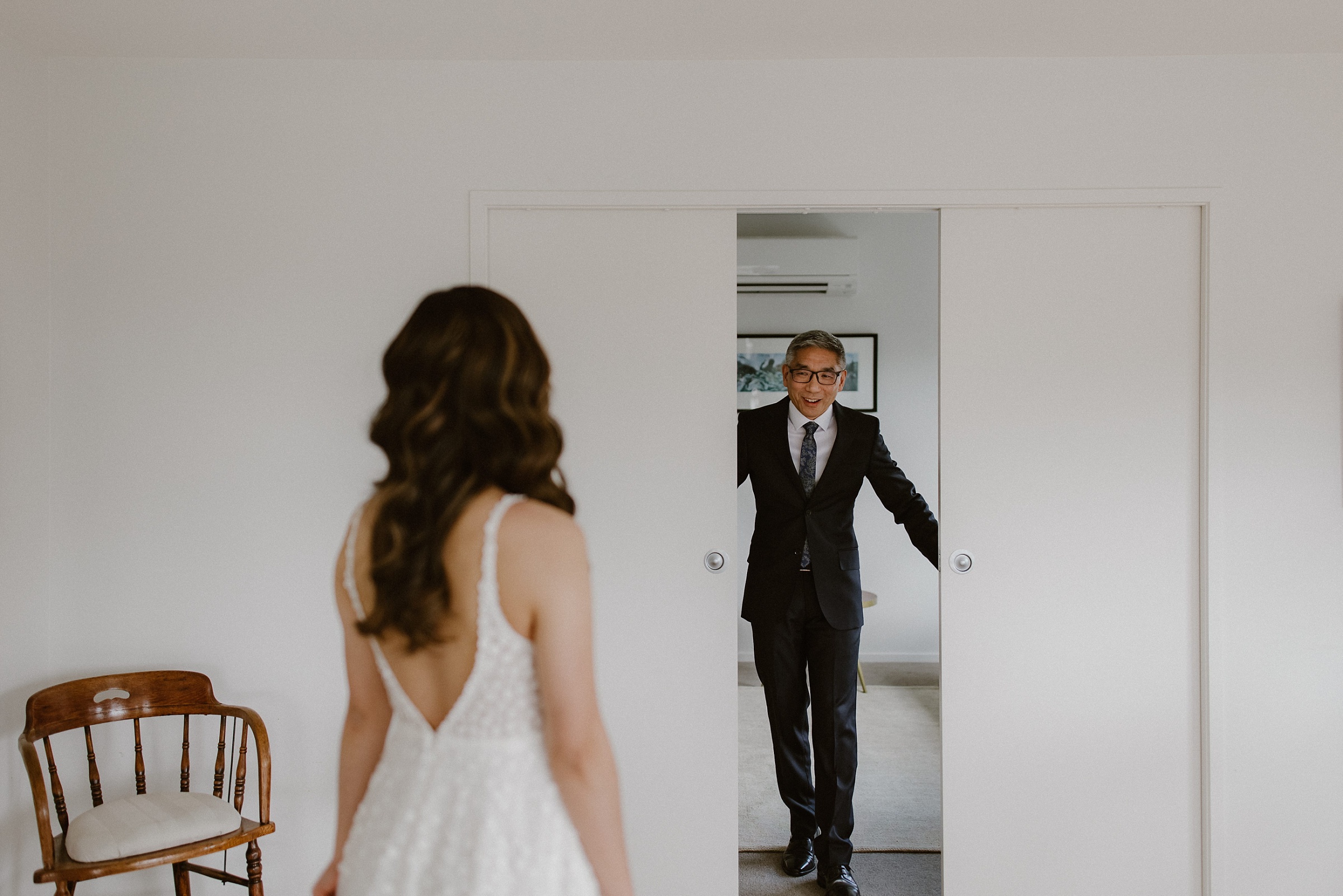 Bride first look with dad