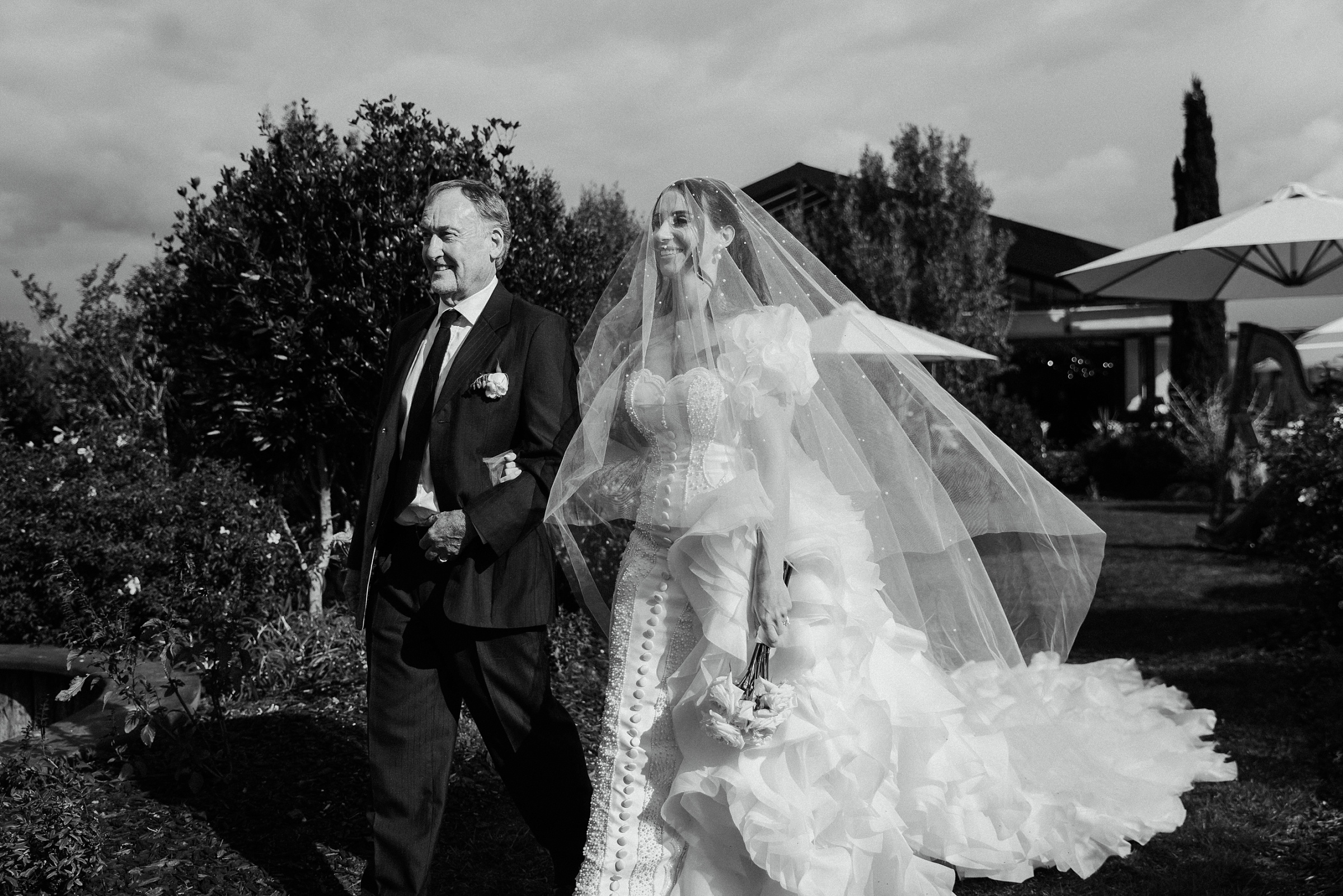 Bride walking