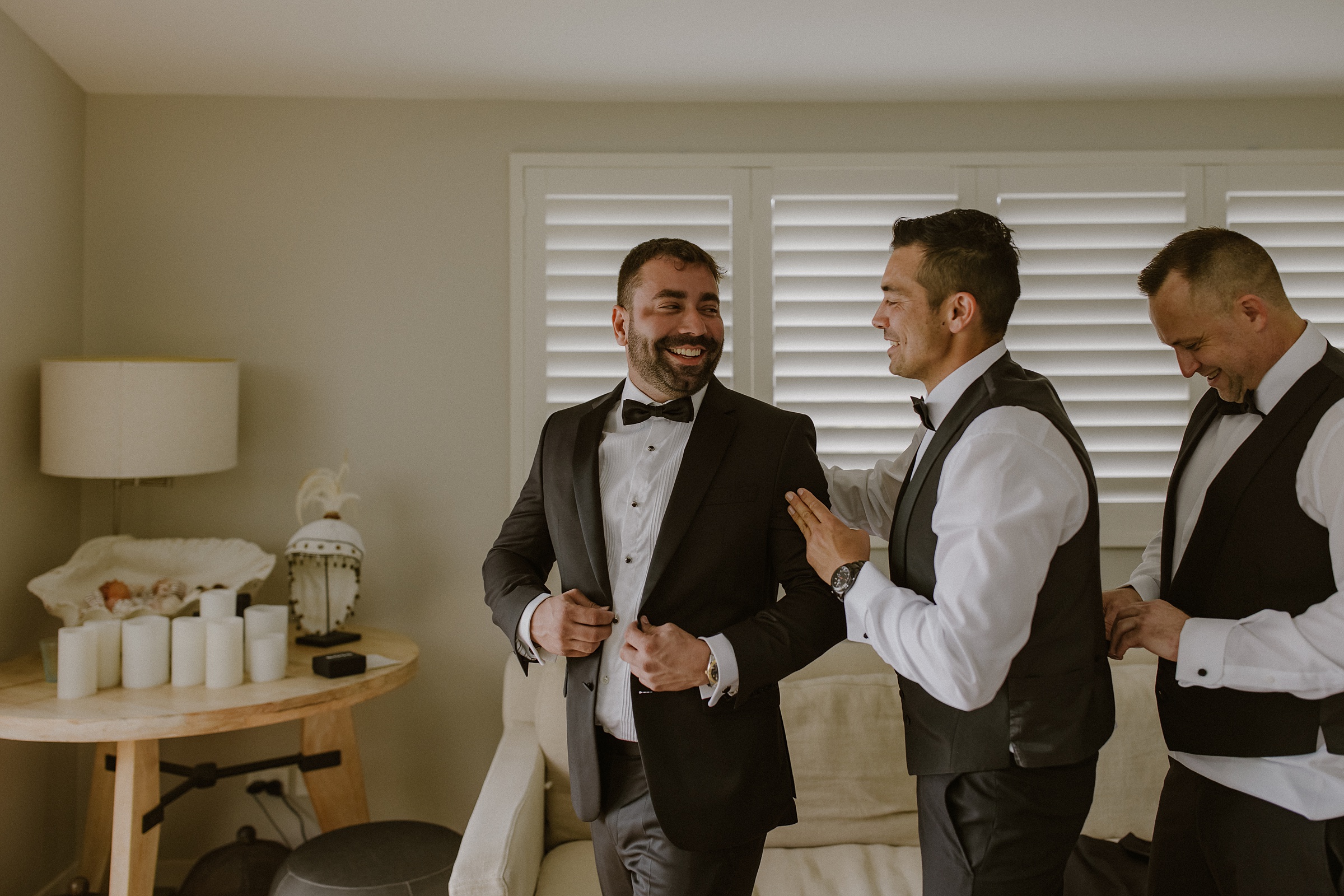 Groom getting ready