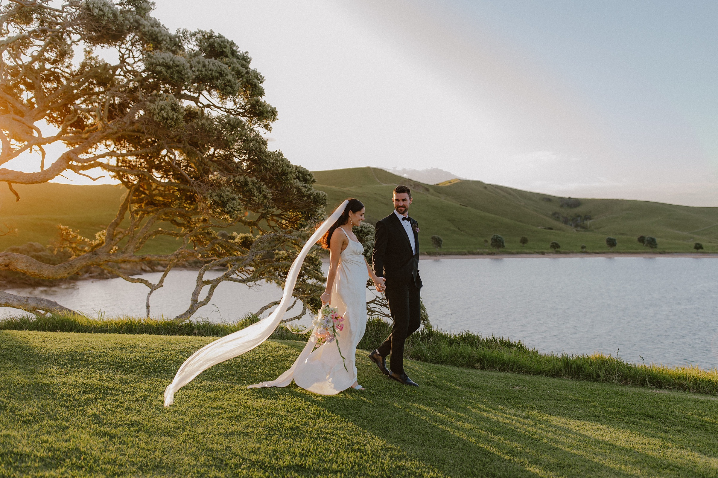 sunset at baylys farm wedding